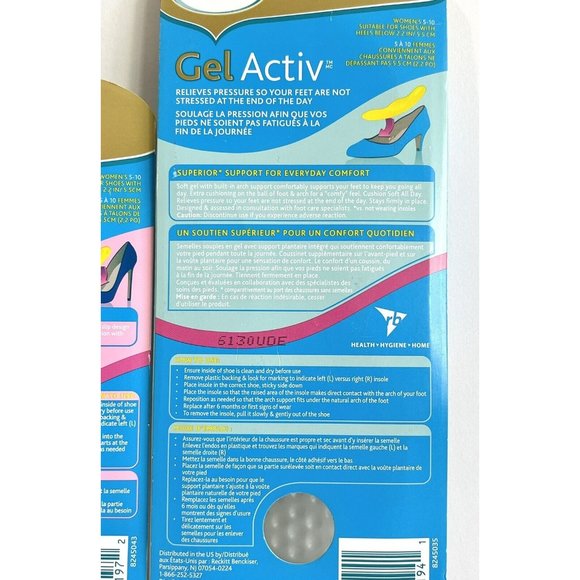 Amopé Gel Activ Ladies High Heel Insoles ~ Comfort Insoles ~ Set of 2 ~ NEW - Picture 8 of 10